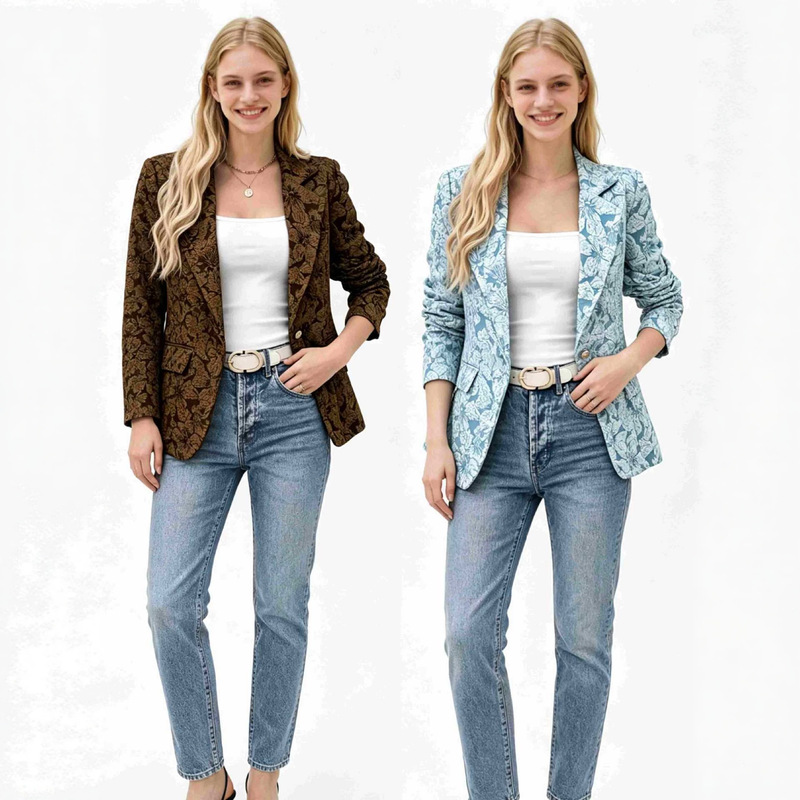 2026 New European and American Style Jacquard Blazer for Women, Slim Fit Long-Sleeve Casual Work Suit Jacket 2026 New European and American Style Jacquard Blazer for Women, Slim Fit Long-Sleeve Casual Work Suit Jacket