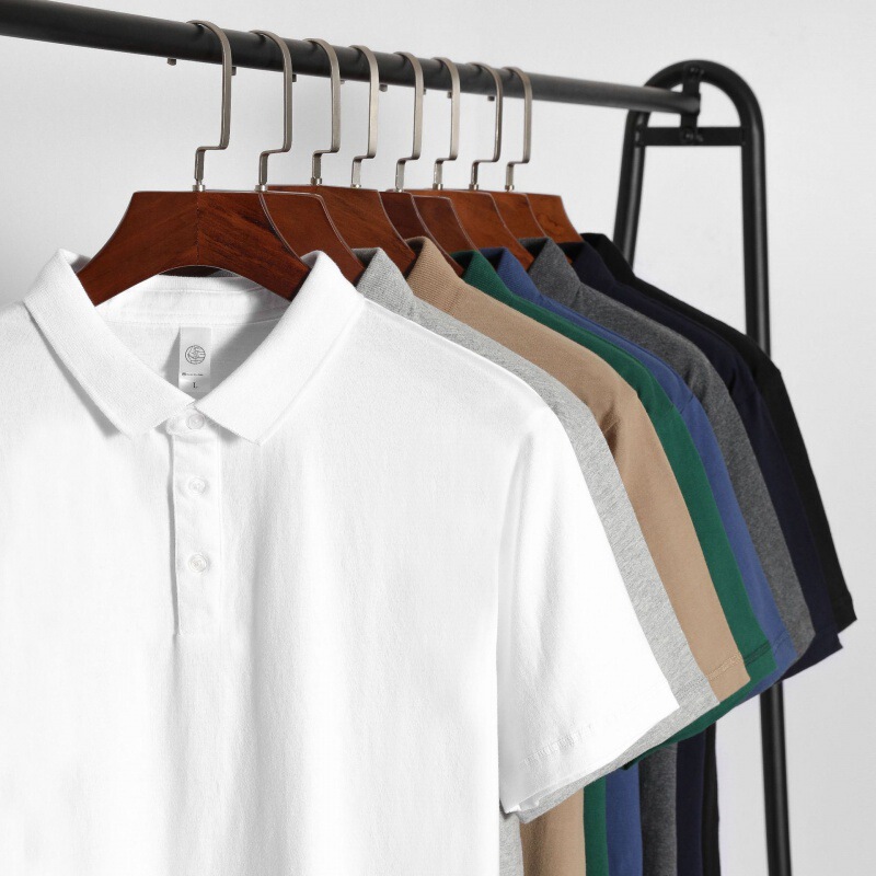 ビジネス男性poloシャツ日系重ポンド純綿襟tシャツポールシャツゆるい純色女性作業服250g|undefined
