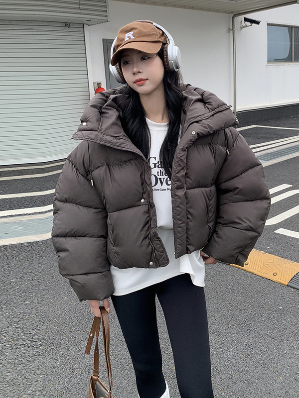 2025新款跨境亚马逊棉服女超短款宽松冬季连帽棉袄加厚棉衣外套|undefined