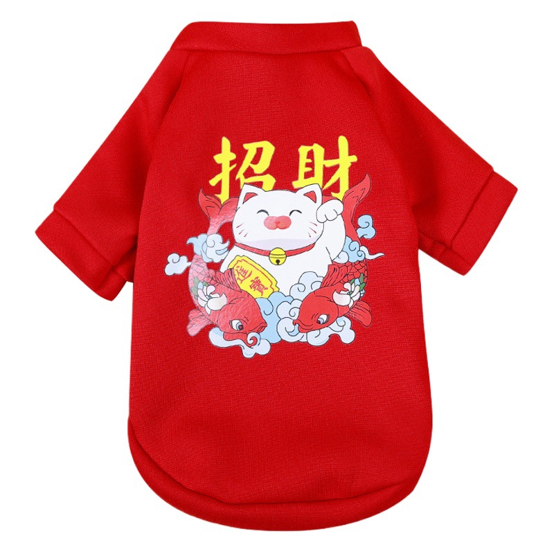 Ropa para gatos y perros Otoño e Invierno Año Nuevo ropa para perros ropa para mascotas perro cálido perro gatito festivo lindo rojo