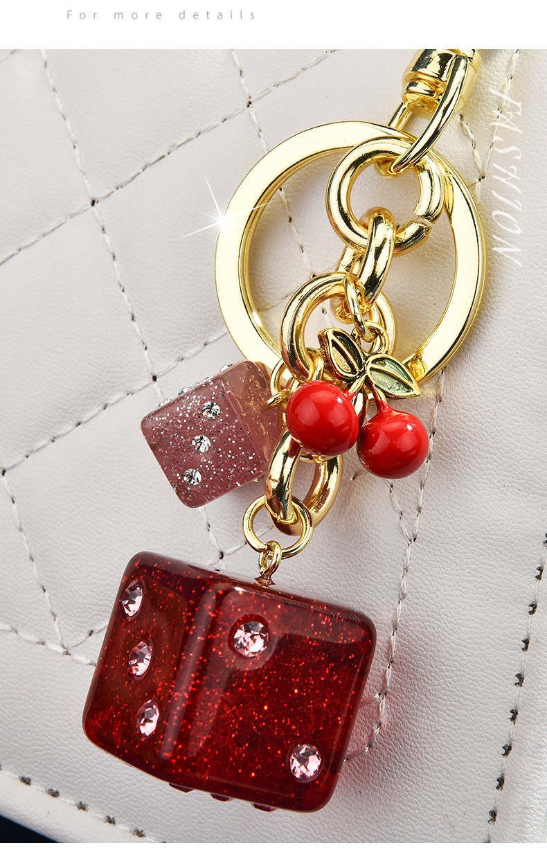 Spring Ring Trigger Clasp Closure Clasp Closure Type 1 Piece Quantity 1 Piece Alloy Resin Cherry Fruit Dice Spring Ring Trigger Clasp Closure Bag Charms