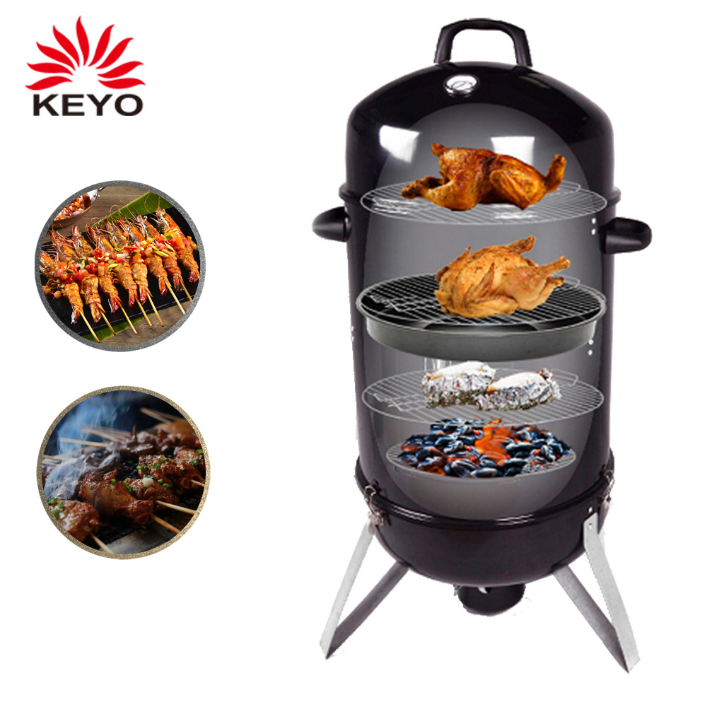 Esmalte transfronterizo 18 pulgadas horno de ahumado multifuncional 3 en 1 horno de ahumado horno de acampamiento al aire libre horno de ahumado