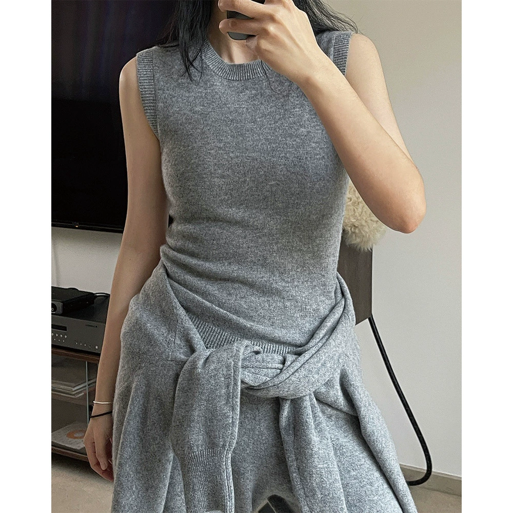 Зимний новый простой, приятный для кожи шерстяной жилет в Корейском стиле, нежный теплый и мягкий внутренний I-образный Топ для женщин