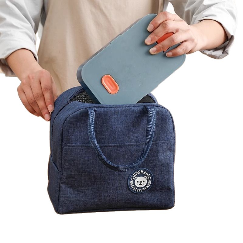 Bolsa de bento bolsa de caja de almuerzo catiónico bolsa de aislamiento de tela oxford bolsa de aluminio impermeable gruesa bolsa de caja de almuerzo portátil