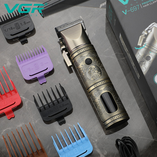 VGR697 cross-border special supply of oil-head electric clippers for men's professional hair clippers wholesale retro electric clippers for bald head haircuts