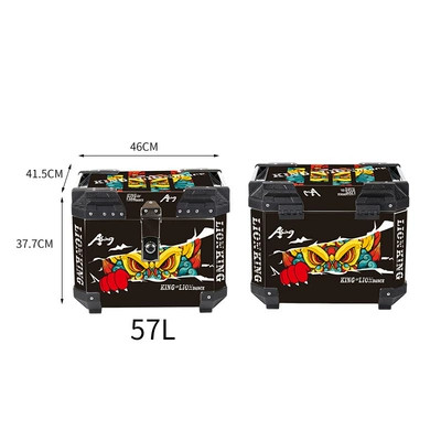 Large Capacity Stainless Steel: Motorcycle trunk - 57l-stainless-steel-alloy-lock-sticker-lion-king-axing