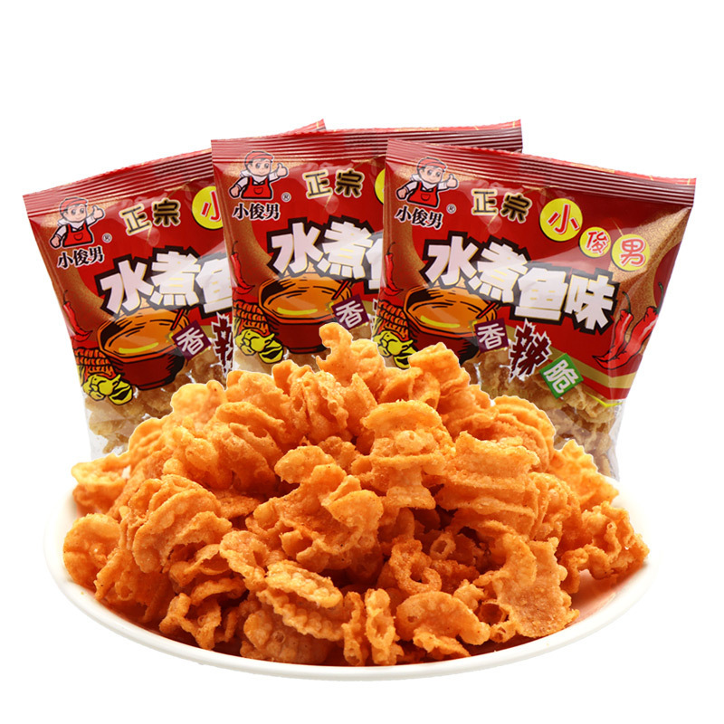 小俊男水煮鱼味锅巴18g克袋装香辣脆锅巴休闲办公室小吃90后怀旧