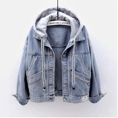 595g Weight Denim Jacket Outerwear Type Long Sleeve Sleeve Length Single Breasted Placket Type Denim Fabric Type Regular Top Length Coat Tops Type Casual, Daily Occasion Turndown, Hooded Neckline Loose Fit Type Color Block Pattern Spring, Autumn Season Women's Gender Printing Design Streetwear Style Women's Streetwear Color Block Printing Single Breasted Coat Denim Jacket 35