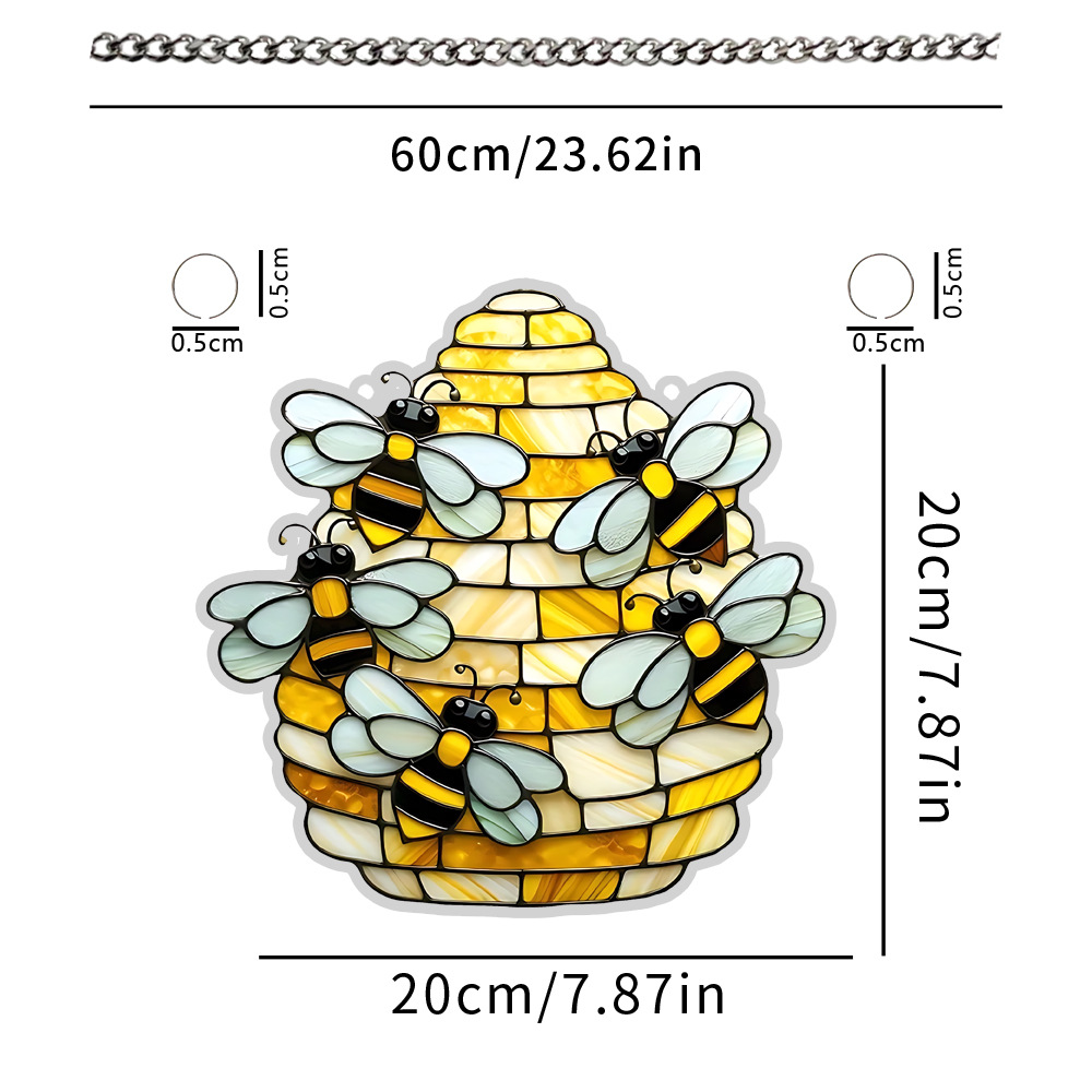 Año Nuevo tres aves y abejas serie de animales acrílicos planos 2D decoración de la ventana de la fiesta listada
