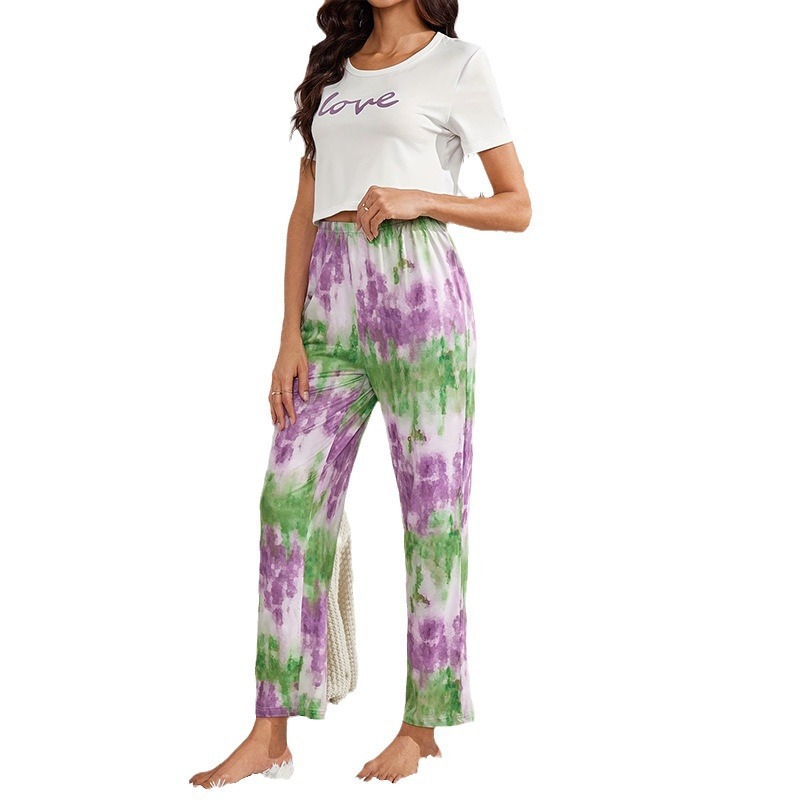 Nuevo vestido floral de verano transfronterizo para mujeres europeas y americanas pijamas de cuello redondo con estampado de primavera y verano