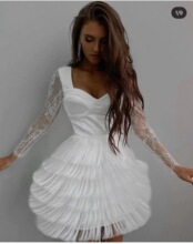 2022新款女装欧美跨境性感流苏蕾丝袖修身礼服绷带大气连衣裙绷带