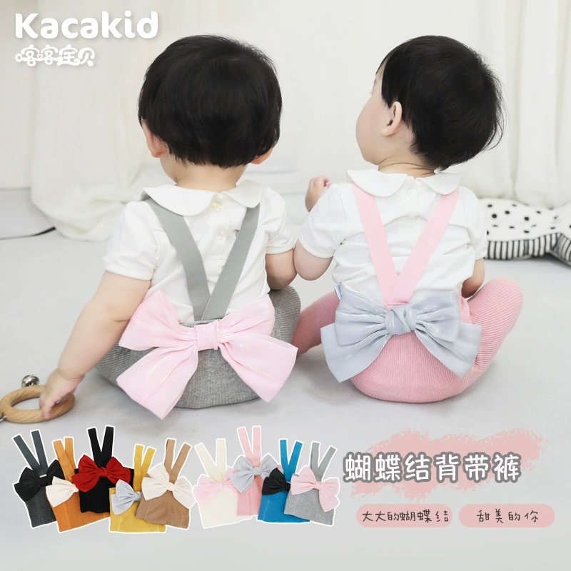 Осенние детские колготки с большим бантом для девочек, детские комбинезоны для тяжелой атлетики, детские леггинсы из полипропилена для младенцев