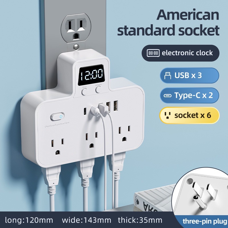 Adaptador de US-CAP portátil de una vuelta 6 orificios conector de expansión USB inteligente para Estados Unidos México Canadá image 8