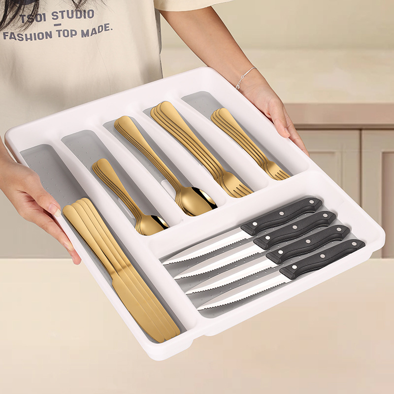 Juego de cubiertos de acero inoxidable 48/49 piezas Amazon cuchillo tenedor cuchara con caja de almacenamiento color dorado