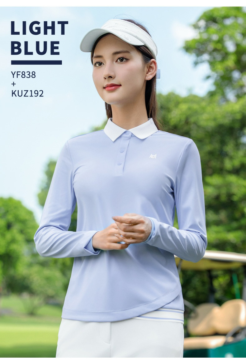 Áo polo nữ golf PGM dài tay cổ bẻ viền tương phản co giãn mềm mại — Áo đen [nút cài ve áo/viền có gân tương phản/co giãn và mềm mại] YF838 chi tiết 11