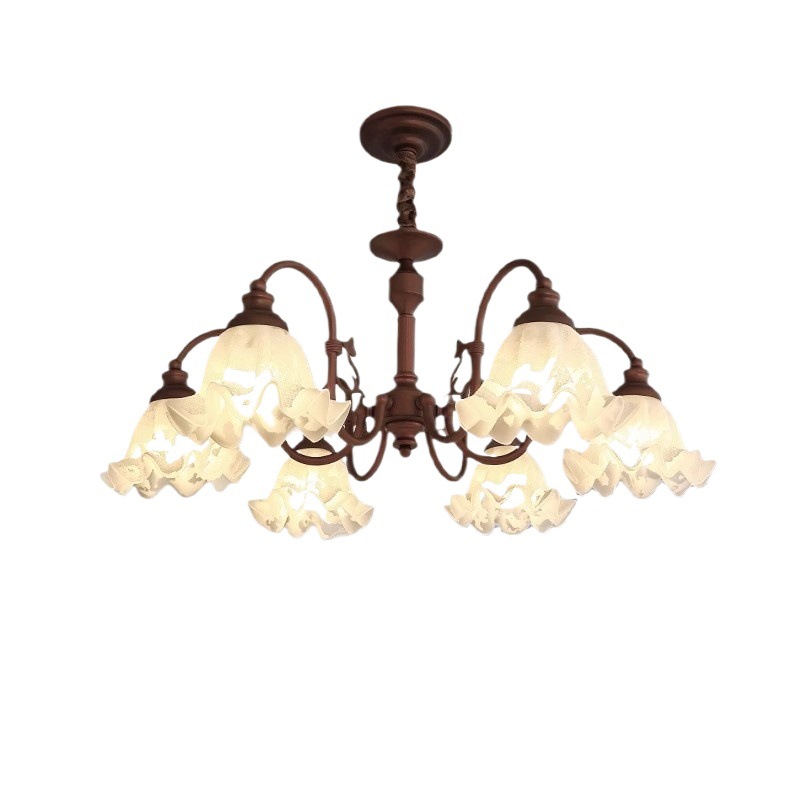 Araña americana Flor Diseño romántico y cálido Restaurante Vintage Hall Dormitorio medieval Sala de estar Lámparas francesas