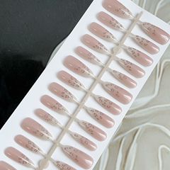 分碼條裝穿戴甲法式粉豹紋手工穿戴式假指甲國風美甲甲片批發穿戴