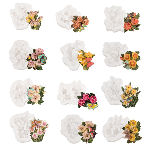 Sanxin Flower Butterfly Car Aromatherapy Silicone Mold DIY Chocolate Fondant Cake Decoration Car Ornaments