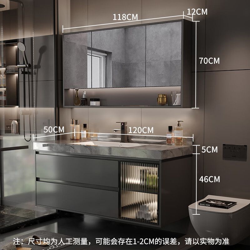 洲妙手洗い池トイレ洗面台浴室鏡盤シームレス岩板一体盆風呂洗面器セット|undefined