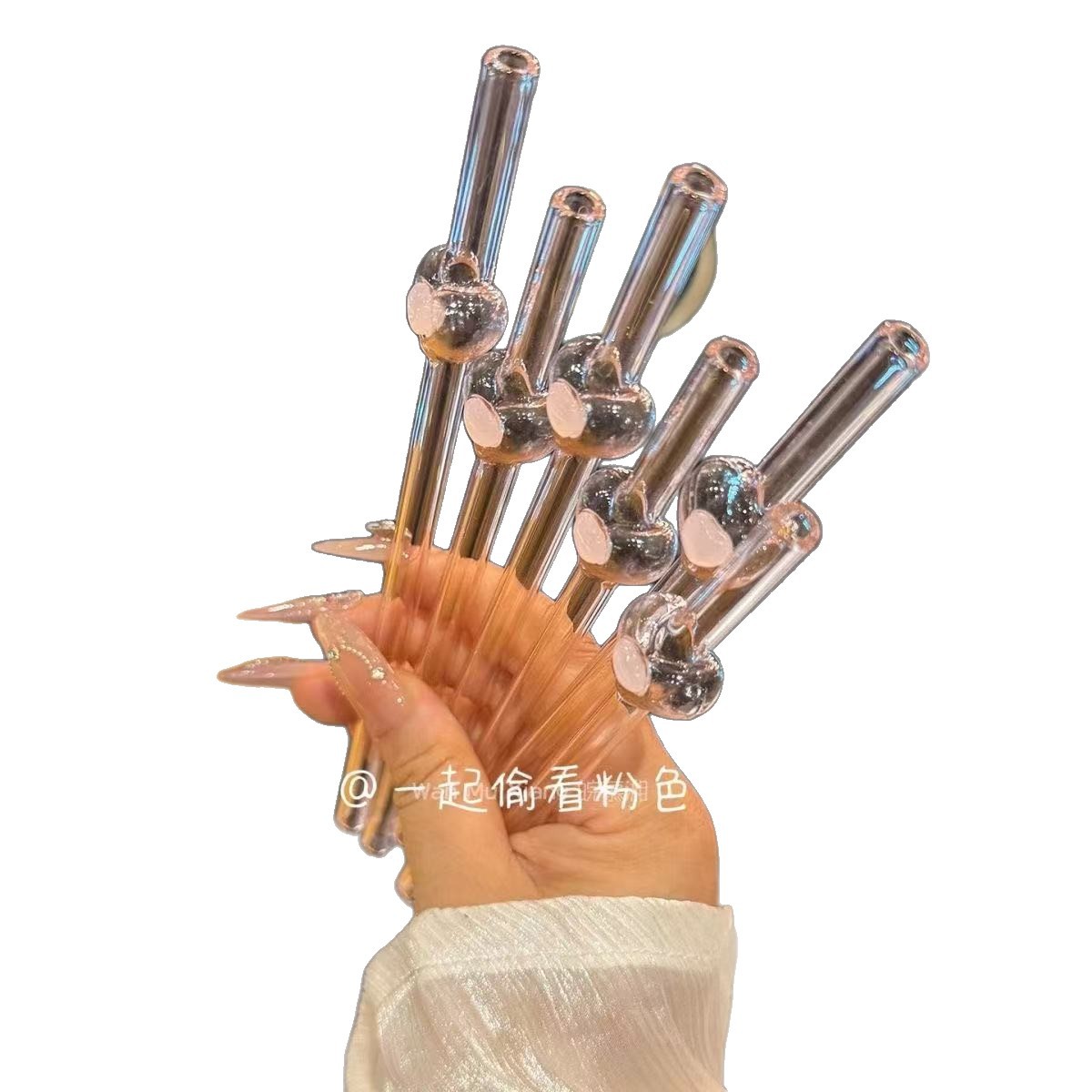 Color rosa transparente amor pipeta tubo de vidrio ins alto valor de diseño sensación de viento rojo resistente a altas temperaturas agua potable para estudiantes