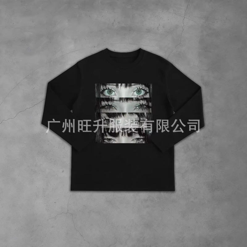 Cross-Border Foreign Trade Spring and Autumn Season Multi-Style Long-Sleeve Printed Fashion Round-Neck Versatile American-Style Personalized Hip-Hop T-Shirt Top