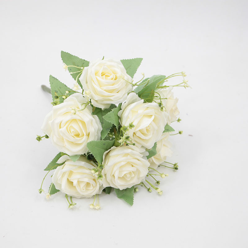 Artificial 9-cabeza concubina imperial Rosa boda flor artificial decoración del hogar Accesorios flor artificial Flor de seda al por mayor