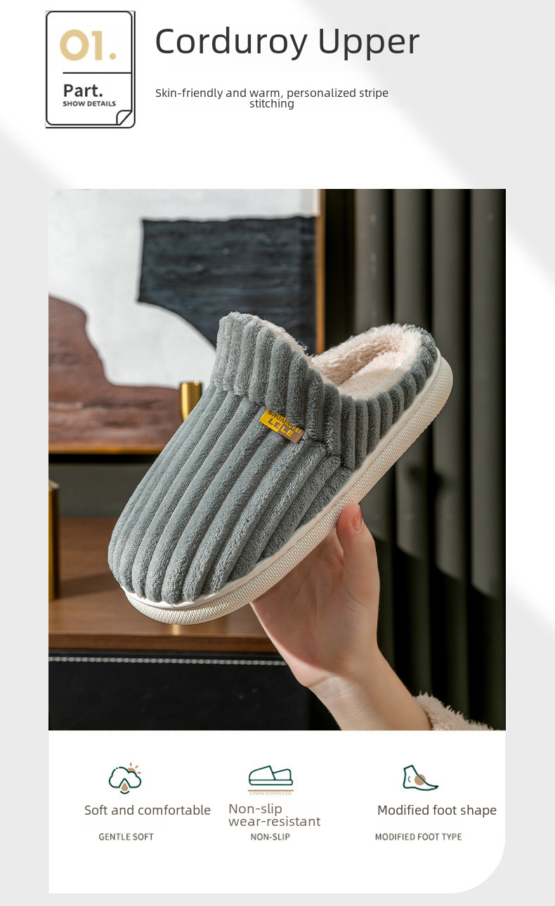 Warm Cotton Slippers For Couples Winter Indoor Moon Wool Shoes_voghion.com