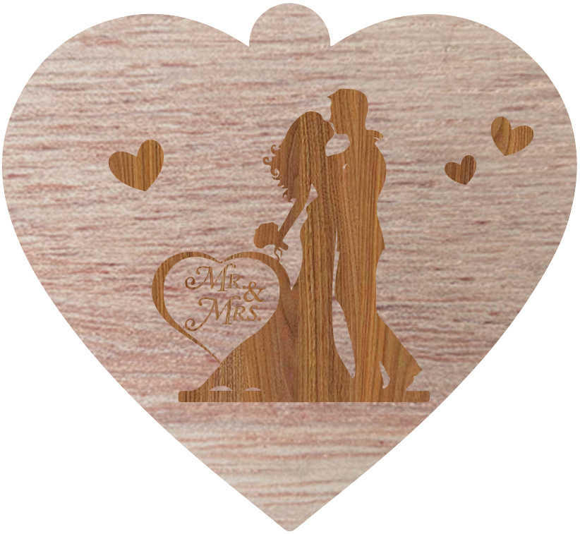 Mr.& Mrs 우드 그레인 컬러 양면 조각
