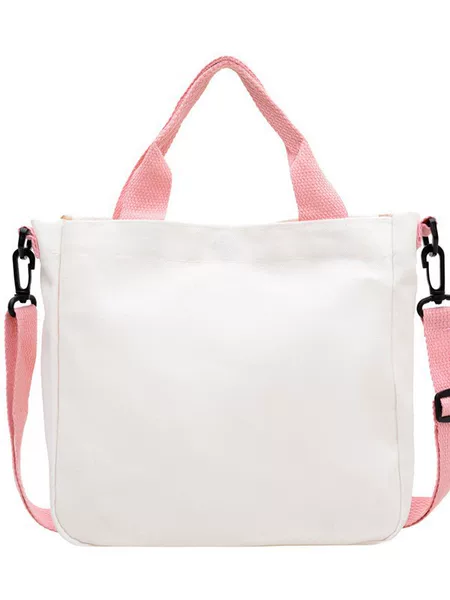 Solid Color Canvas Bag, Cross-Body Shoulder Shopping Bag, Multi-Functional, Customizable Logo Pattern, Small Cloth Bag, Student Cross-Body Bag