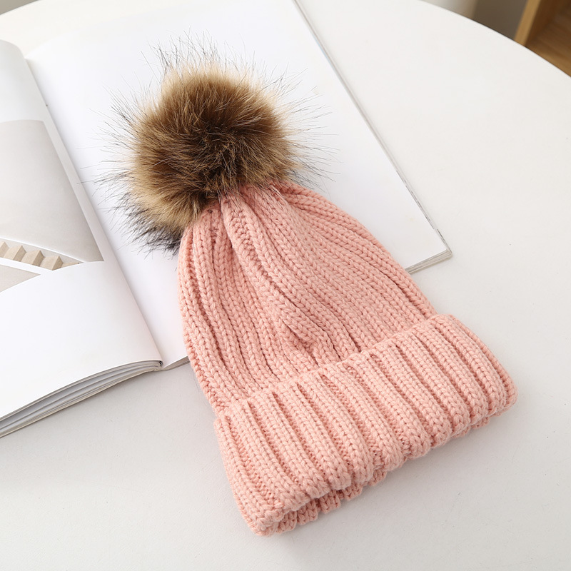 秋冬帽子の子供はキツネの毛玉の帽子のキャンディー色の毛糸の帽子をまねて、厚い保温の耳の包みの頭の帽子をかぶせます。