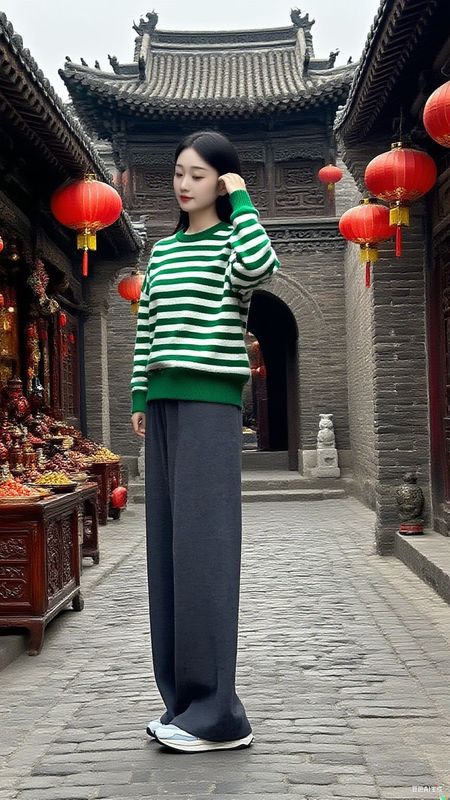 绵羊毛加绒加厚桑蚕丝羊绒休闲裤松紧腰阔腿裤显瘦保暖高腰休闲裤|undefined