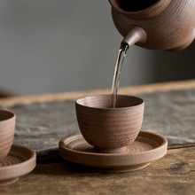 12WU 手工粗陶茶杯斗笠陶瓷主人杯单个功夫小茶碗茶具无釉品