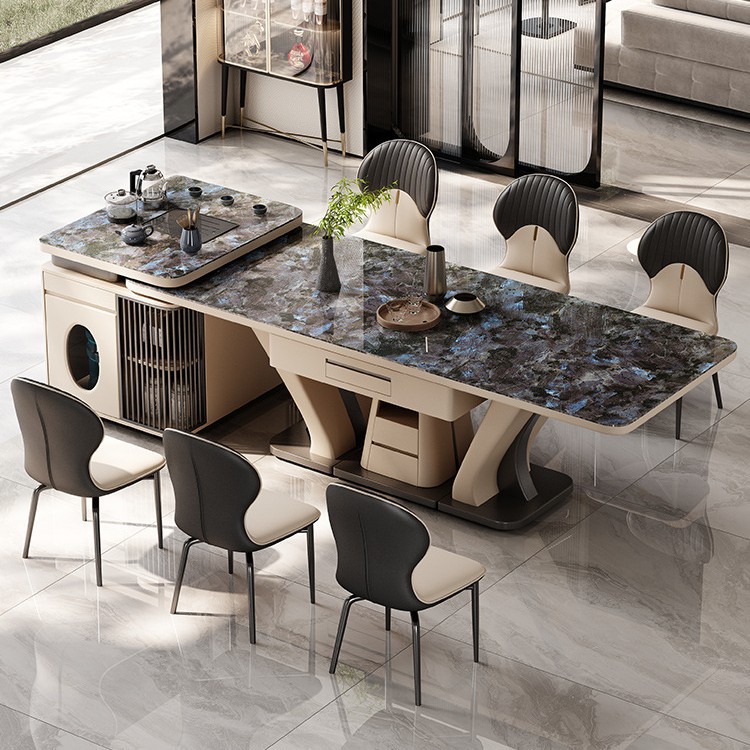 Mesa de mesa de mesa de isla de alta gama, máquina de mesa de mahjong, placa de roca de doble uso, mesa de guía de alta gama, mesa de té, multifuncional, simple, nuevo