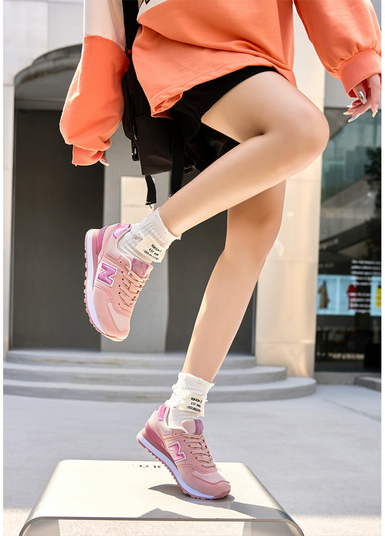 Giày sneaker nữ chạy bộ mesh thoáng khí, phong cách cổ điển chữ N, form dáng thể thao — xám chi tiết 34