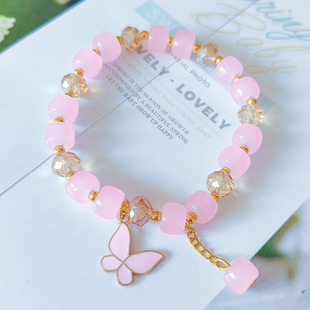 Abacus beads crystal butterfly bracelet factory direct sales female student girlfriends small fresh barrel beads glass beads crystal bracelet