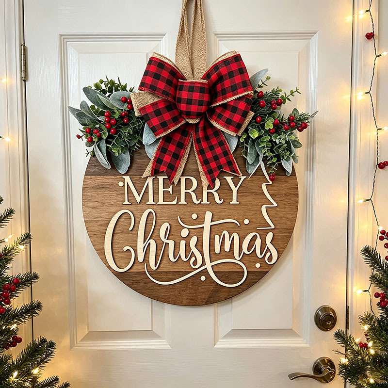Cross-Border Christmas Wooden Door Signs, Front Door and Courtyard Wooden Signs, Background Wall Decoration Hangings, Handmade Wooden Signs Wholesale