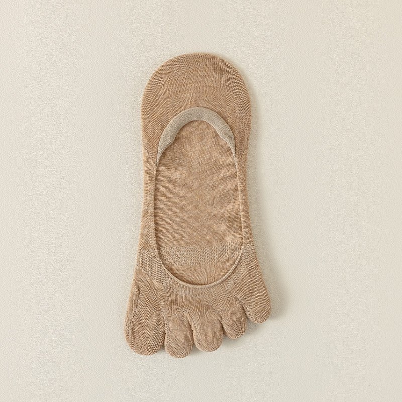 Calcetines de cinco dedos para mujeres de verano delgado botón de calcetines antideslizantes de verano superficial invisibles calcetines de algodón sin hueso