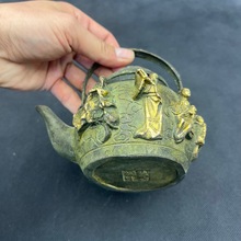 仿古铜鎏金八仙壶摆件古玩收藏铜器酒壶茶壶家居工艺礼品