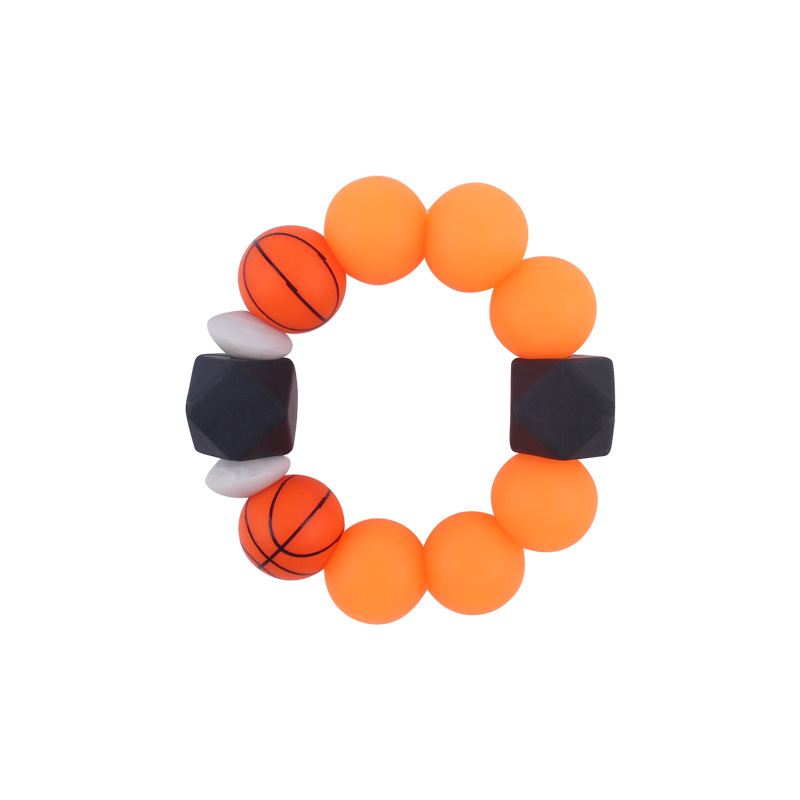 Nuevo bebé suministros de dibujos animados de fútbol de silicona impresa pulsera creativa DIY mordedura de silicona juguete de goma
