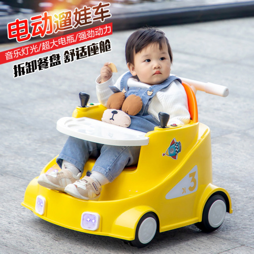 Electric Drift Car for Children 1-3 Years Old, Stroller Car with Remote Control, Trays, Learning to Walk Car, Charging Toy Car