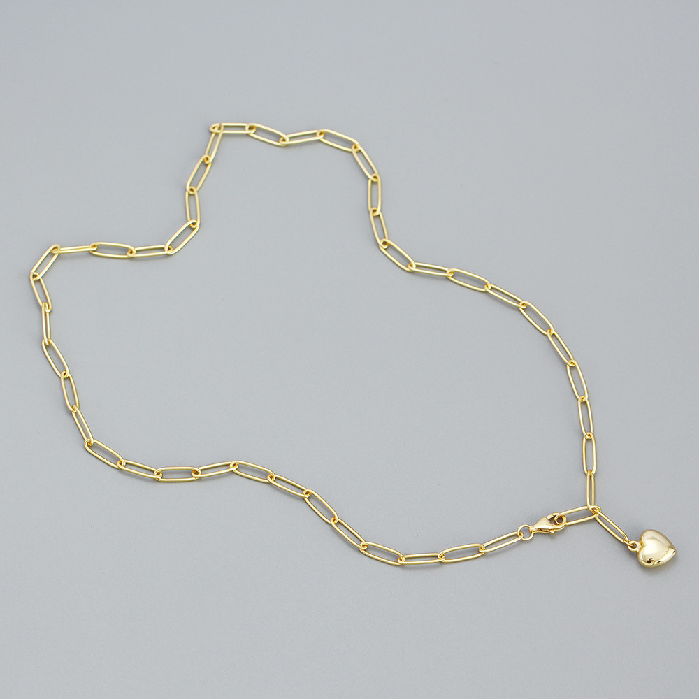 Fashion Heart Shape Silver Necklace Patchwork Stainless Steel Necklaces