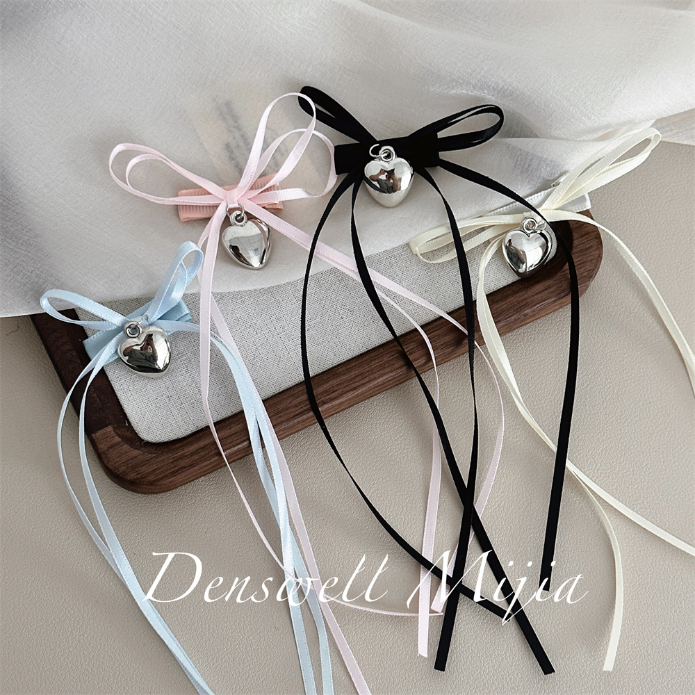 Niche New Arrival Bow Ribbon Love Pendant Hairpin Ballet Style French Lace-up Hair Band Headwear