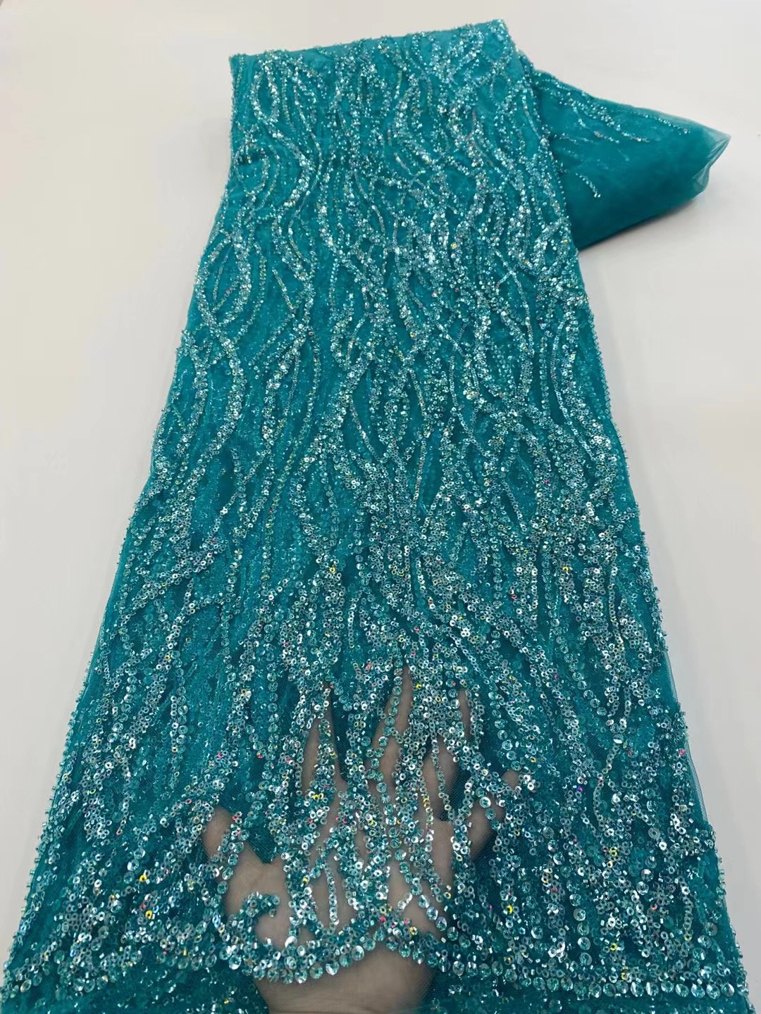 Encaje de la boda a rayas con lentejuelas tubo bordado tela vestido de noche vestido de boda cheongsam tela JX3452 image 14