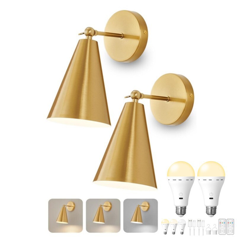 Cross-Border Amazon Wireless Battery-Powered Wall Lamp Three-Color Bedroom Bedside Lamp Living Room Background Wall Lamp Reading Lamp