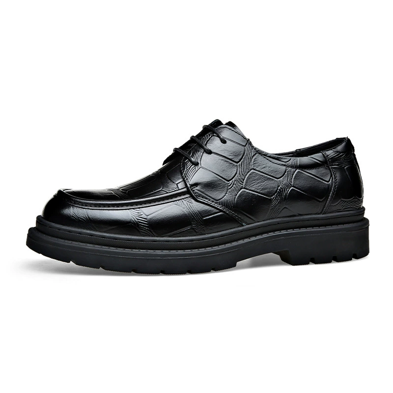 Men's Genuine Leather Dress Shoes in Black, Stylish Trendy Casual Footwear for Men