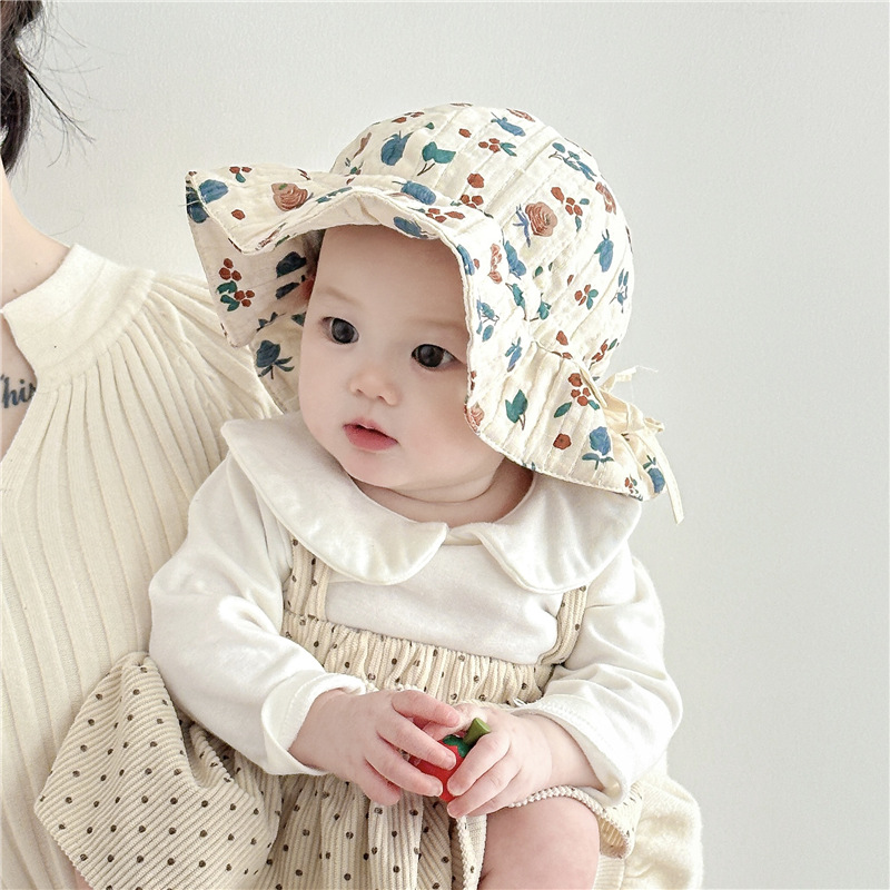 Sombrero de bebé princesa sombrero pescador delgado protector solar mujer Bao primavera ajustable pequeña edad primavera / verano viaje gorra de bañera sombrero sombrero solar