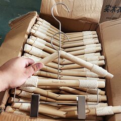 童装店实木衣架服装店儿童木质防滑圆杆小孩衣挂撑子裤夹批发