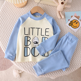 Boys and Girls thermal underwear autumn and winter cold-proof children's autumn clothes long pants de velvet suit student pajamas home wear soft