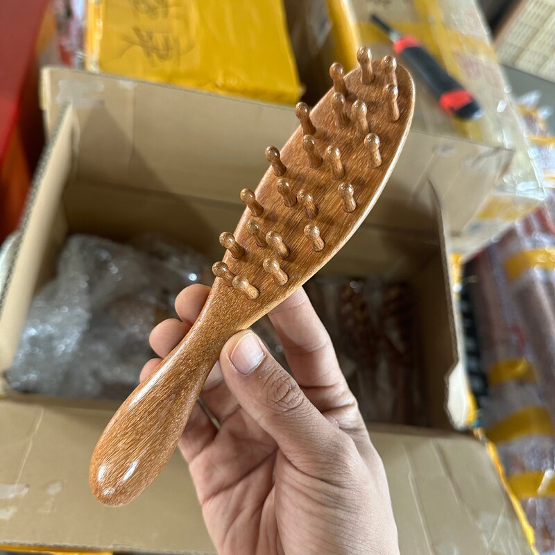 新型檀木経絡マッサージ櫛22釘ハンドル挿入櫛家庭用全身共通頭皮経絡櫛卸売り|undefined