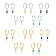 欧美外贸跨境热销几何长方形锆石时尚百搭耳扣女ins风设计感耳环